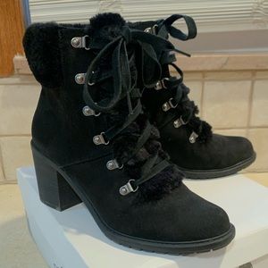 A new day black Larina lace up heeled boots size 9.5 worn once, box included